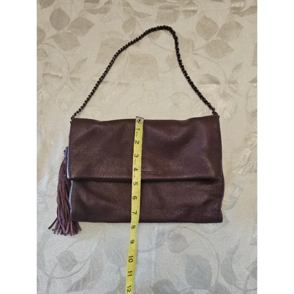 Aimee Kestenberg Purse Leather Fringe Tassel Flap Double Entry Chain Strap Boho - Picture 14 of 16